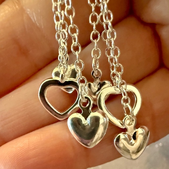 NEW Triple Heart Earrings Silver Plated Hollow Heart Drop Earrings - Picture 7 of 9